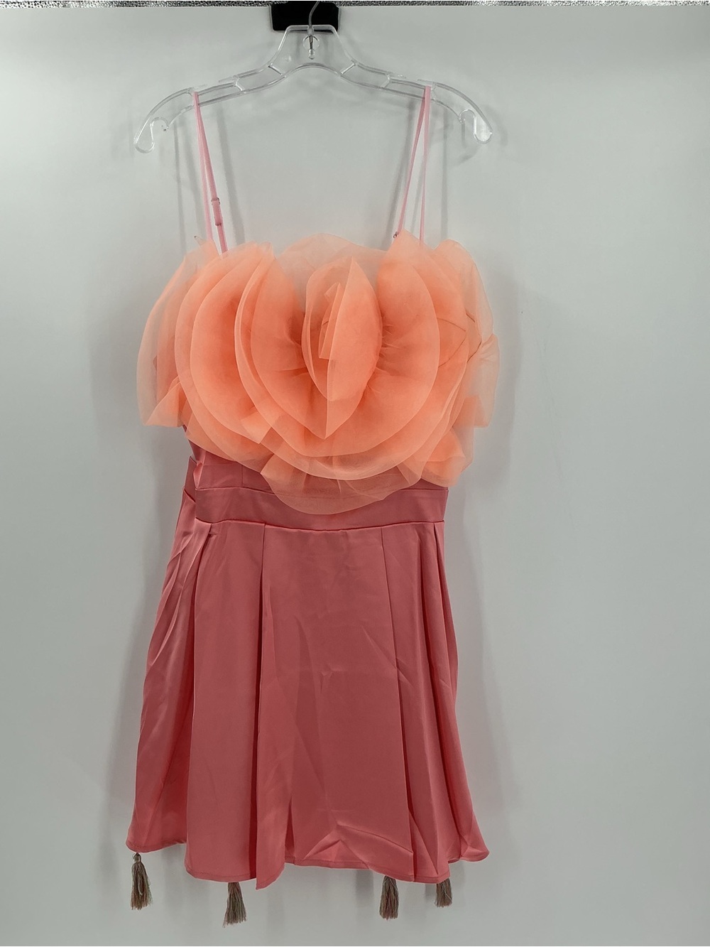 Peach & Coral Ruffle Bust Mini Dress - Picture 5 of 8
